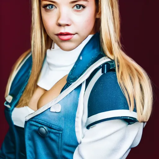 Image similar to sydney sweeney in cosplay as android 1 8, dslr photo, 8 5 mm f / 1. 8