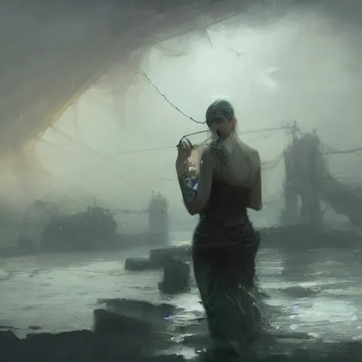 Image similar to innsmouth, painted by raymond swanland, painted by greg rutkowski, painted by jeremy mann, painted by igor kieryluk, trending on artstation