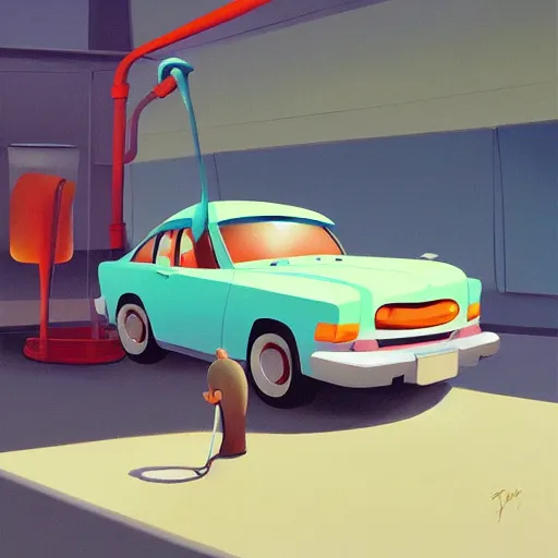 Image similar to goro fujita ilustration car wash, painting by goro fujita, sharp focus, highly detailed, artstation