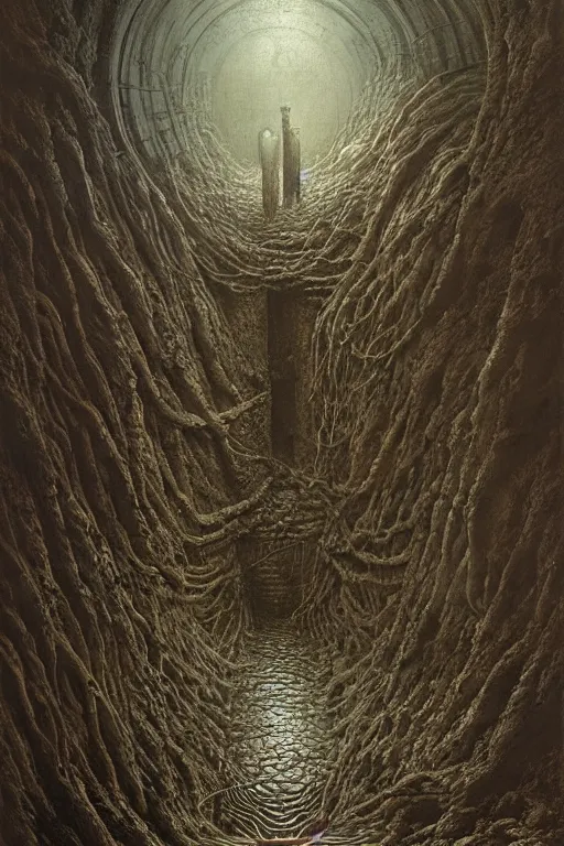 Image similar to down the well by giger, zdzisław beksinski, greg rutkowski