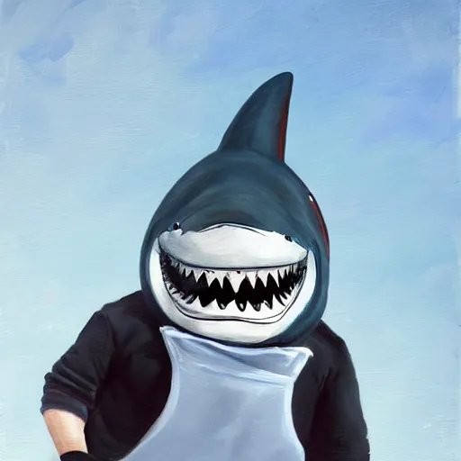 Image similar to Shark in Chef outfit, trending on artstation painting