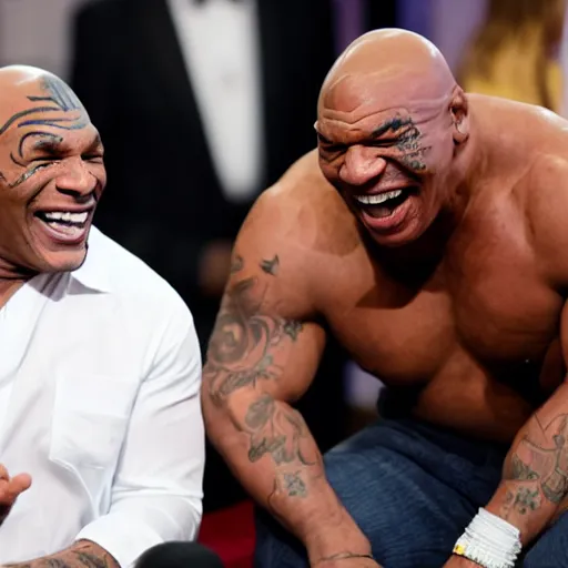 Image similar to mr clean and mike tyson laughing