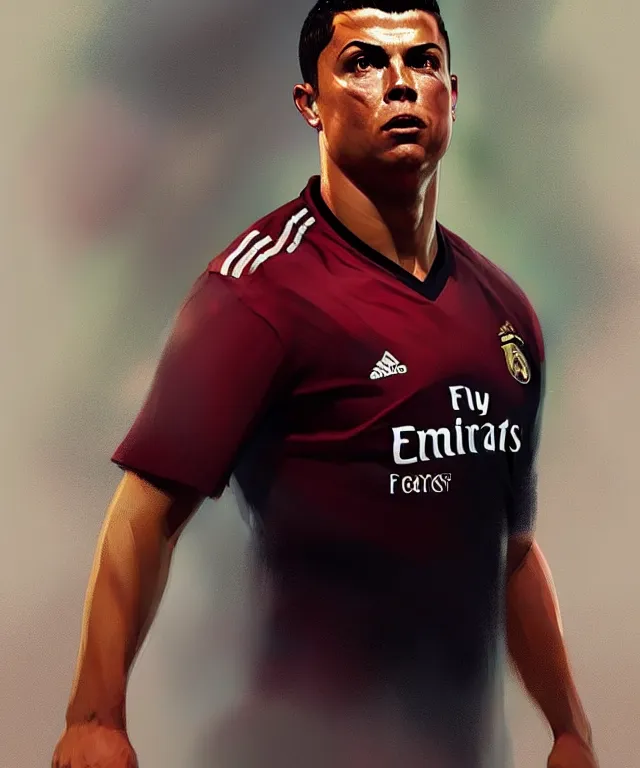 Image similar to ronaldo luis nazario da lima, football player, highly detailed, digital painting, artstation, concept art, smooth, sharp focus, illustration, art by artgerm and greg rutkowski and alphonse mucha