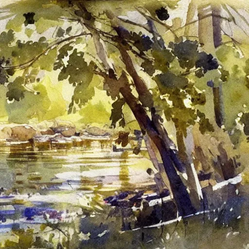 Image similar to watercolor lanscape by anders zorn