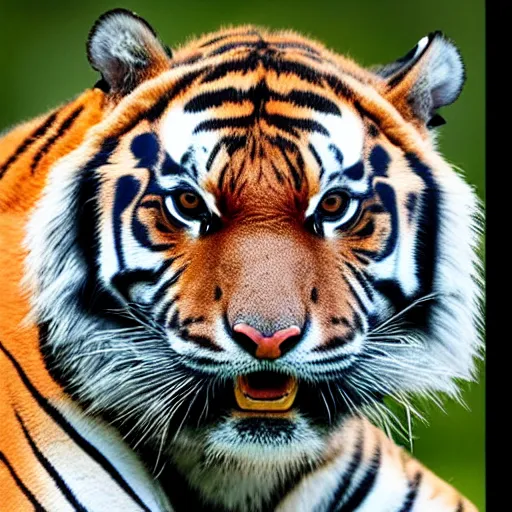 Image similar to photo of a tiger wearing a wig