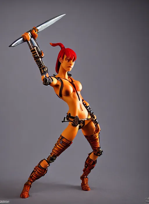 Image similar to Leeloo warhammer figure. Studio lighting, no background.