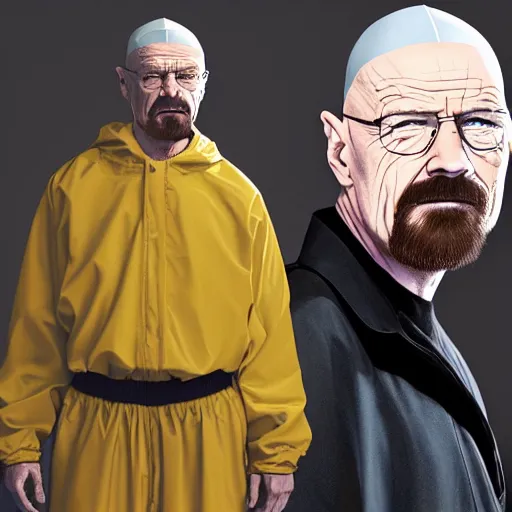 Image similar to walter white using a durag looking fresh, full body and face shot