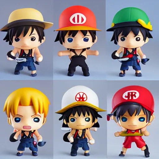 Image similar to high quality portrait flat matte painting of one piece in the style of nendoroid and Toon toys , flat anime style, thick painting, medium close-up