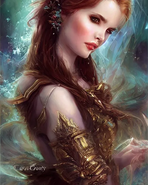 Prompt: a beautiful female fantasy portrait by laura sava