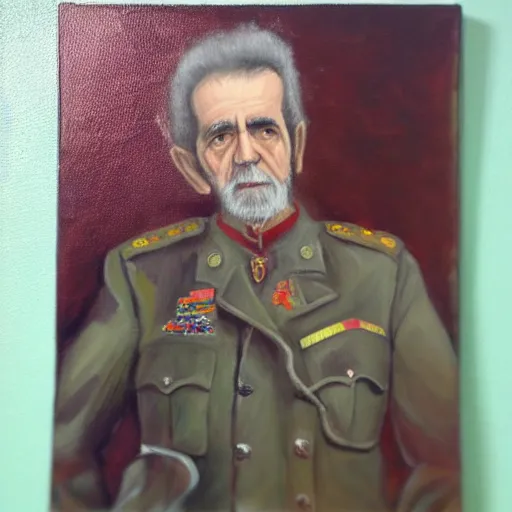 Image similar to “Oil painting of JJ Cale as a World War 1 general, 4k”