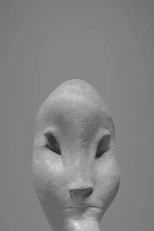 Prompt: a beautiful closed up, of a beautiful crafted and rendered, abstract, black, grey porcelain sculpture, that is turning and twisting itself inside, rotated, there is almost a face i there, Egypt, African, hyperrealistic, bokeh, soft lighting from above, and high details and minimalistic ornaments