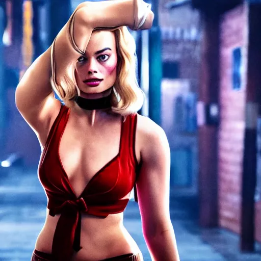 Prompt: Margot Robbie as a character in Street fighter 6 4k ultra high quality