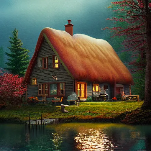 Prompt: cottage inspired by Evgeny Lushpin, Peter Zumthor cinematic