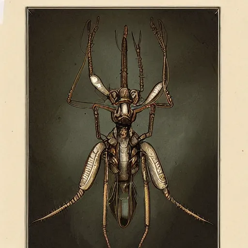 Prompt: portrait of crazy the mantis rocketeer, symmetrical, by jean - baptiste monge