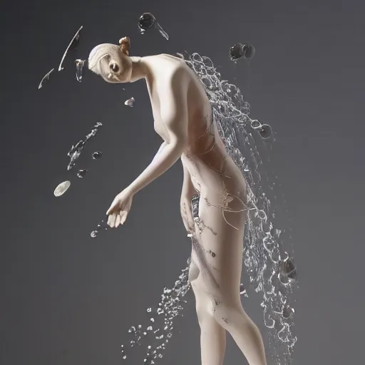 Image similar to 3 d sculpture of porcelain woman surrounded by plankton by kim jung gi