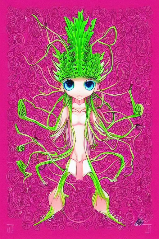 Image similar to radish humanoid, symmetrical, highly detailed, digital art, sharp focus, trending on art station, anime art style