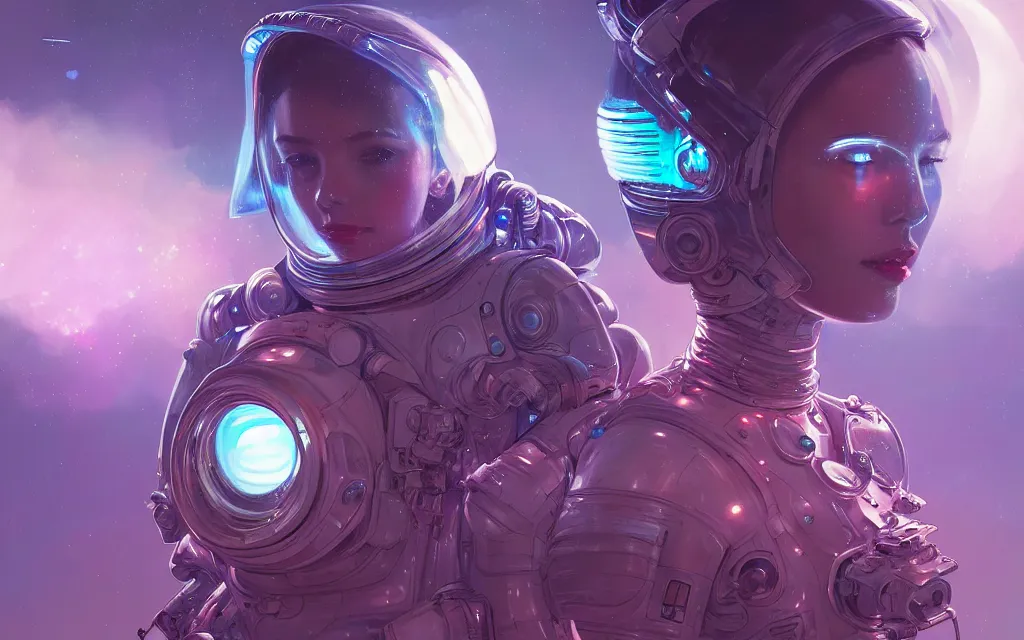 Image similar to portrait armored astronaut girl fighting with alien inside spaceship, ssci-fi, neon light and fantasy, intricate and very very beautiful and elegant, highly detailed, digital painting, artstation, concept art, smooth and sharp focus, illustration, art by tian zi and WLOP and alphonse mucha