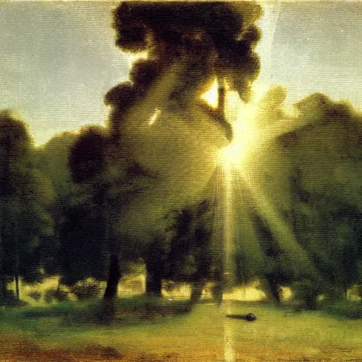 Image similar to rays of light diffracted through prism, by camille corot