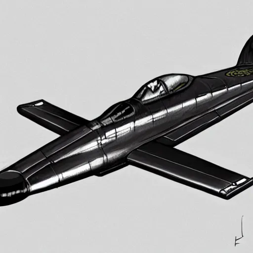 Image similar to Concept drawing of an angular WWII jet plane. Cyberpunk