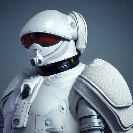 Image similar to portrait photography of a white futuristic space suit armor, in an alien planet, ultra detail, high detail, 8 k, octane render