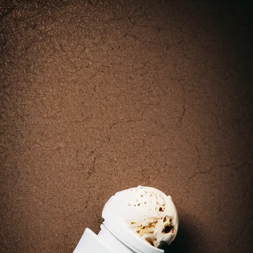 Image similar to a detailed photograph of a levitating ice cream cone that looks like a rotten tooth