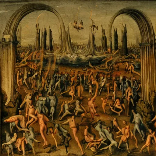 Image similar to painting of hell early flemish art