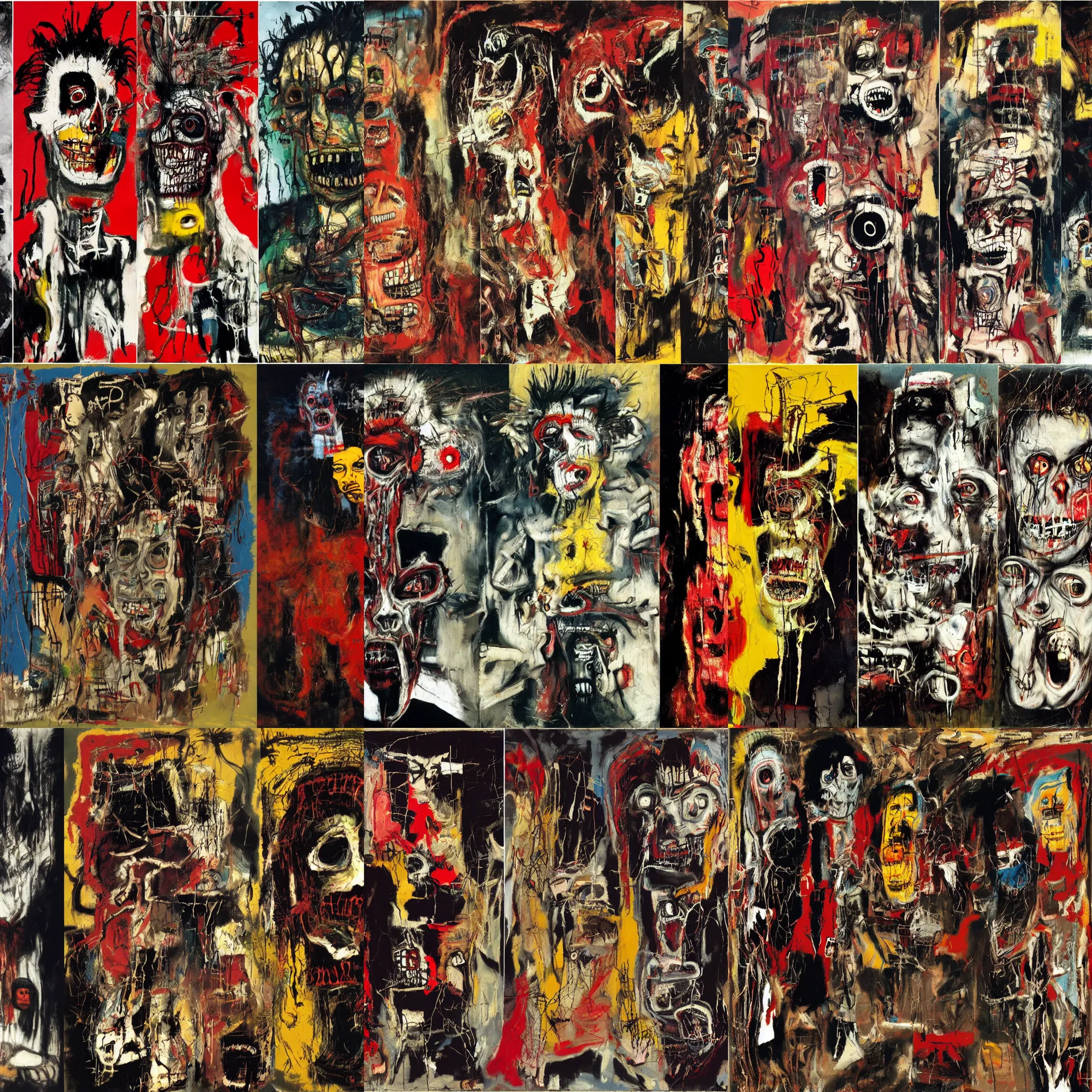 Image similar to a terrifying horrifying excruciating evil hell, by herman brood, by francis bacon, by jean - michel basquiat, by gustave moreau