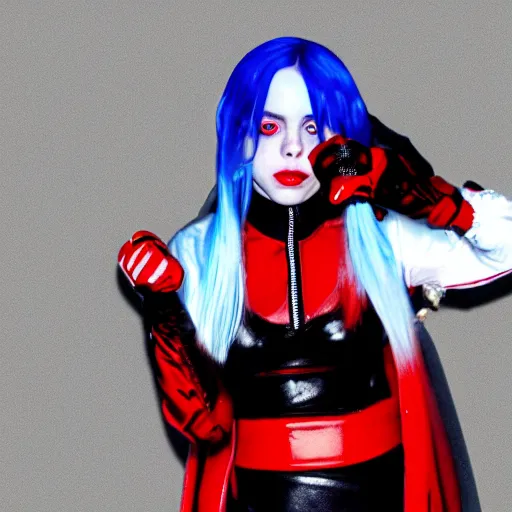 Prompt: Billie Eilish as Harley Quinn 4k detail