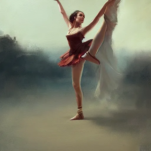 Image similar to oil painting dancer woman with dancer men, herb rose, by greg rutkowski, artstation