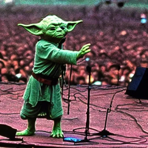 Image similar to yoda performing at woodstock