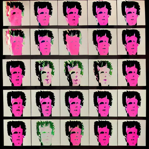 Prompt: individual david bowie silk screen portrait andy warhol style