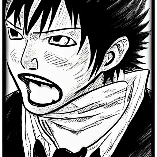 Image similar to [ luffy mustache ] ( by kim jung gi ) ( by george morikawa ) ( by kentaro miura ) ( by eiichiro oda )