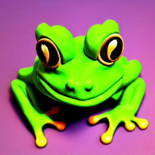 Image similar to beatiful cute clay cartoony frog