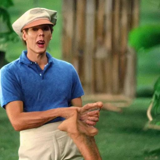 Image similar to Live Action Still of Jerma in Caddyshack, real life, hyperrealistic, ultra realistic, realistic, highly detailed, epic, HD quality, 8k resolution, body and headshot, film still