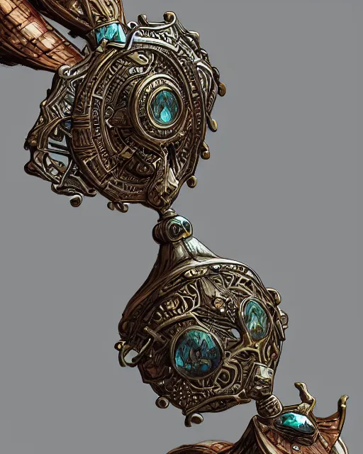 Image similar to close up shot of an amulet, d & d, fantasy, intricate, elegant, highly detailed, digital painting, artstation, concept art, smooth, sharp focus, illustration, in the style of realistic digital art