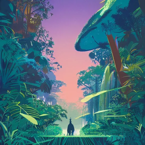 Image similar to illustration of the jungle by victo ngai, by rhads, makoto shinkai, madgwick, masterpiece, contest award winner