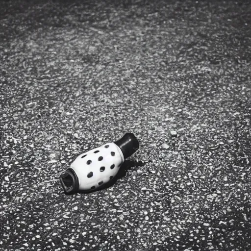 Image similar to hand grenade on the floor, black and white