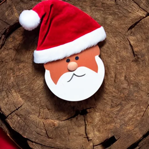 Prompt: tio de nadal, log with a santa hat