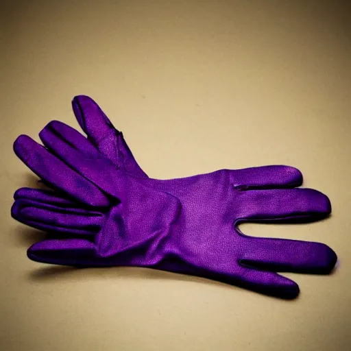 Prompt: a box glove made of purple glass