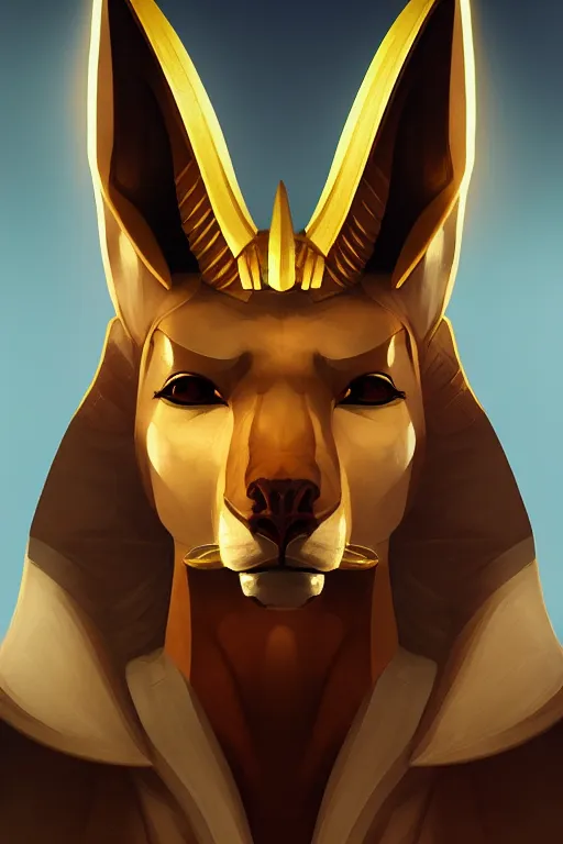 Image similar to the god anubis, egyptian setting, portrait, sharp focus, digital art, cgsociety, concept art, post processed, dynamic lighting, artstation, by emylie boivin, rossdraws and jazza