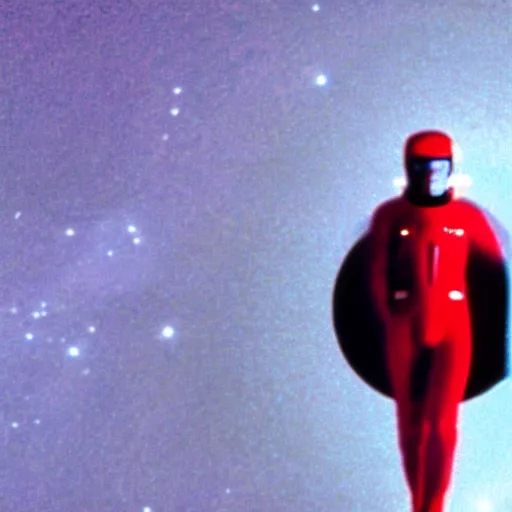 Image similar to film still of David Bowie as David Bowman in 2001 a space odyssey, 4k