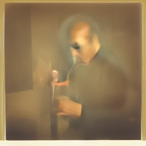 Prompt: An oldman, smoking, in a bar, Chinese Painting, Polaroid, Wide Angle