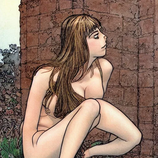 Prompt: a beautiful girl by milo manara,