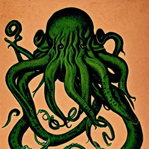 Image similar to parisian caricature of cthulhu