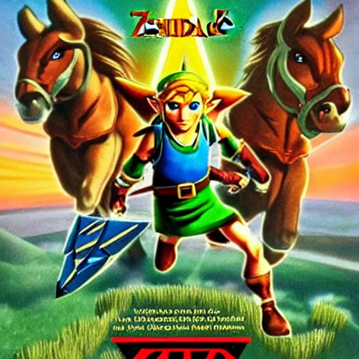 Image similar to 1980s movie poster for the legend of zelda ocarina of time
