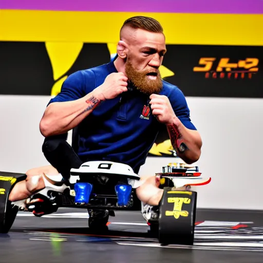 Image similar to conor mcgregor fighting a battlebot