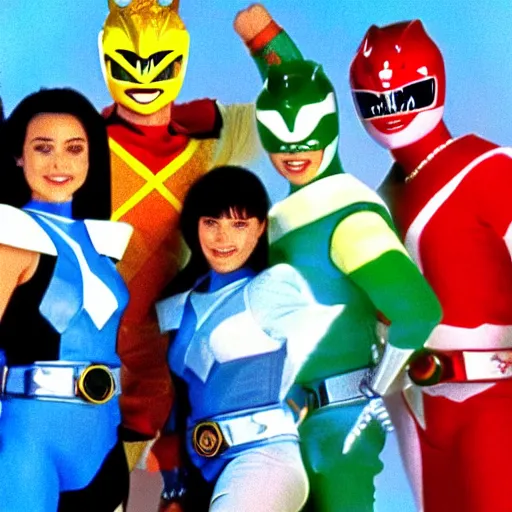 Prompt: Still image from a VHS tape of the 90s TV show Mighty Morbin Power Rangers: It's Morbin Time
