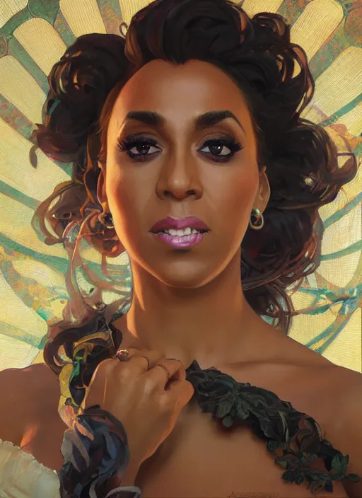 Image similar to shangela, painting by artgerm and greg rutkowski and alphonse mucha