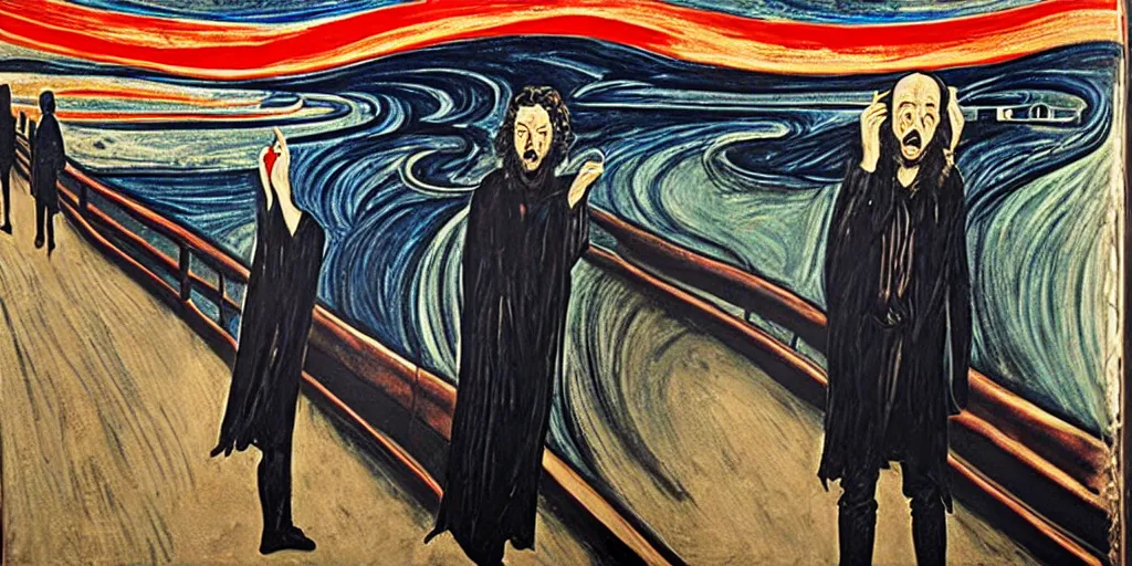 Image similar to john snow in the the scream painting