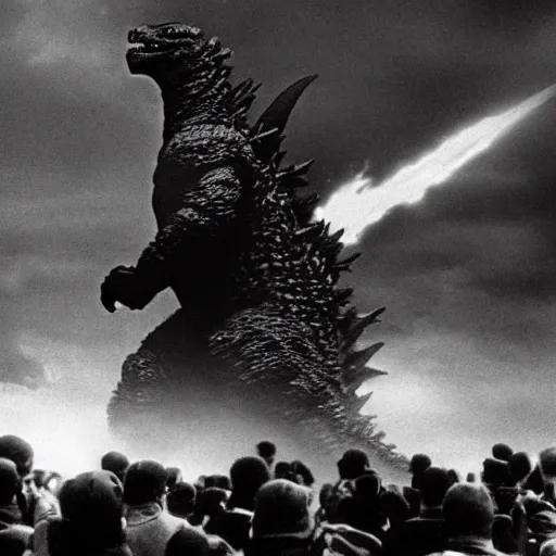 Prompt: godzilla leading the communist revolution, 3 5 mm photography, highly detailed, cinematic lighting